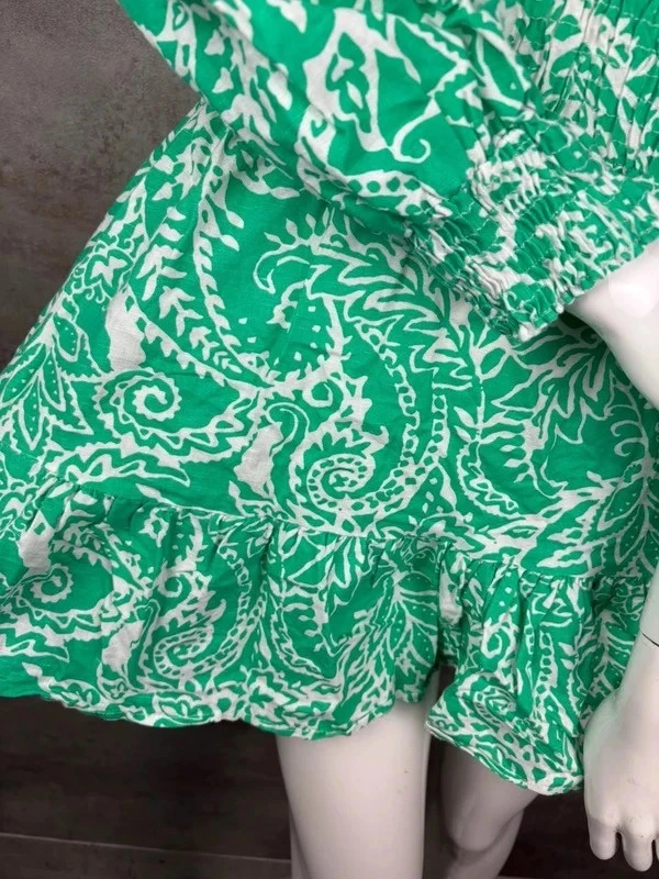 🌸 Green patterned linen and cotton dress ZARA Size 40/L 🌸 – photo 3